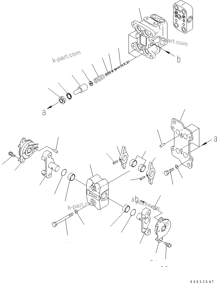 Komatsu parts book diagram for PC160LC-7E0 S/N 20001-UP (TIER 3): PPC VALVE (FOR TRAVEL) (1/2)