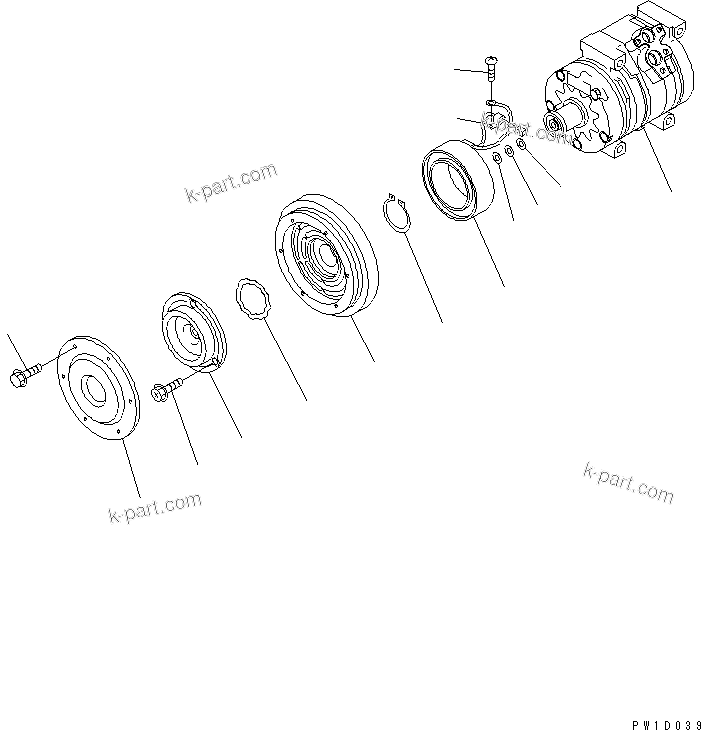 Komatsu parts book diagram for PC160LC-7E0 S/N 20001-UP (TIER 3): COMPRESSOR ASS'Y (FOR AIR CONDITIONER)