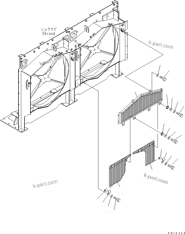 Komatsu parts book diagram for PC1800-6-M1 S/N 10001-UP: COOLING (FAN GUARD)(#11002-)