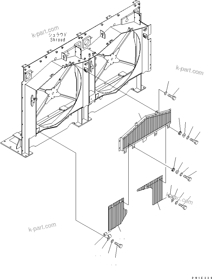 Komatsu parts book diagram for PC1800-6-M1 S/N 10001-UP: COOLING (FAN GUARD)(#11002-)