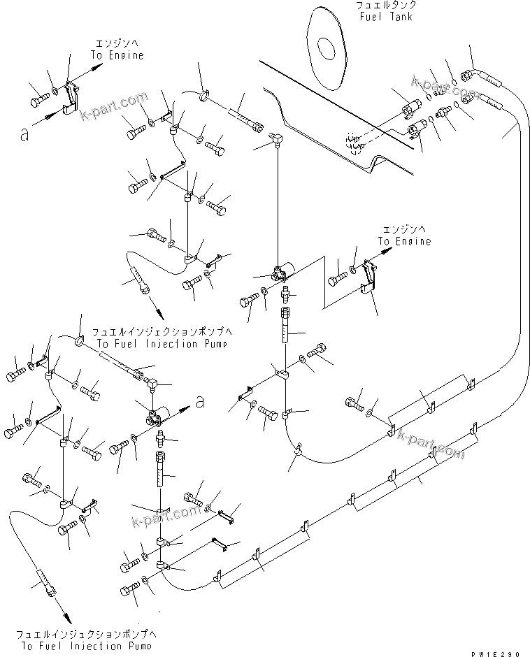 Komatsu parts book diagram for PC1800-6-M1 S/N 10001-UP: FUEL PIPING (FUEL SUPPLY LINE)(#11002-)