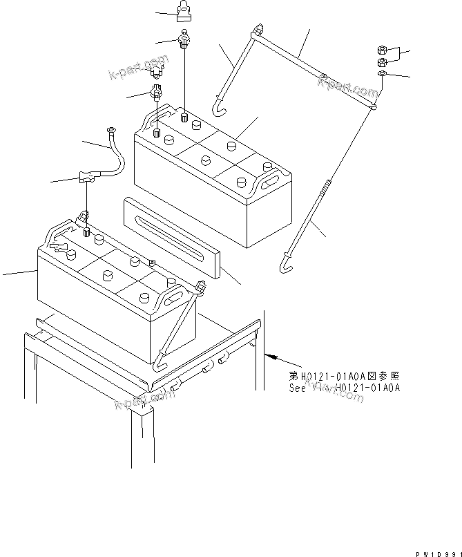 Komatsu parts book diagram for PC1800-6-M1 S/N 10001-UP: BATTERY (NS200)(#11002-)