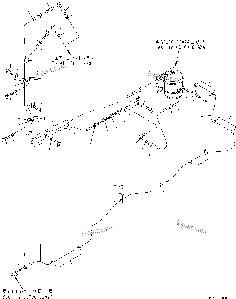 Komatsu parts book diagram for PC1800-6-M1 S/N 10001-UP: AIR SYSTEM (PIPING)(#11002-)