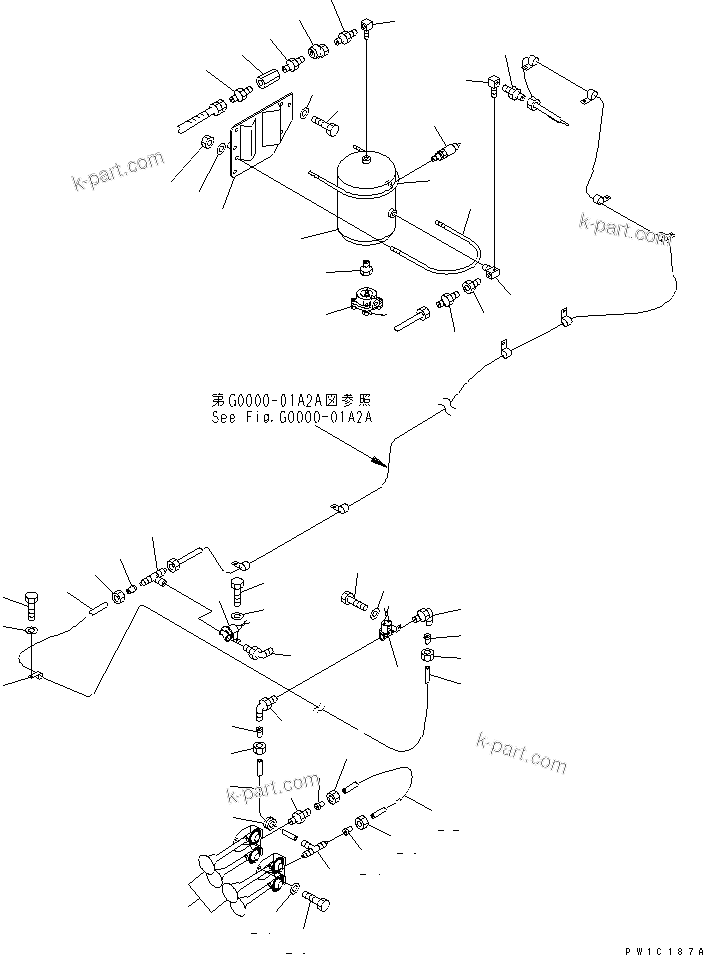 Komatsu parts book diagram for PC1800-6-M1 S/N 10001-UP: AIR SYSTEM (TANK)(#11002-)
