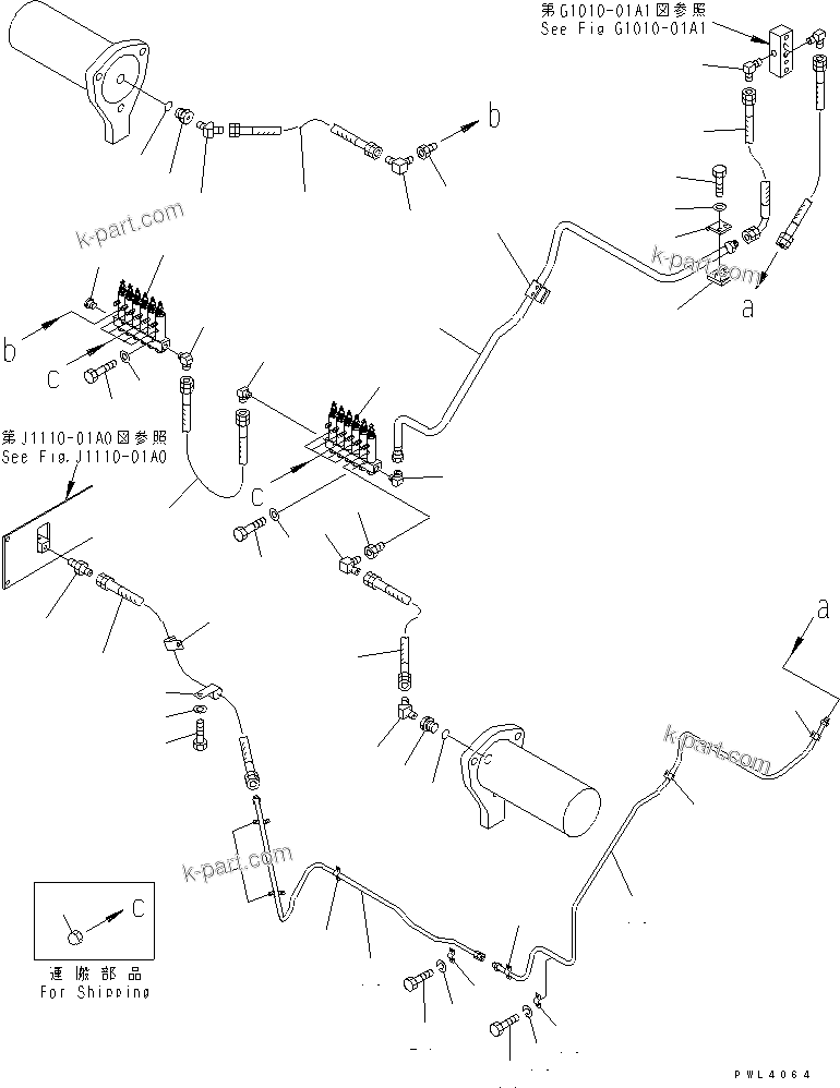 Komatsu parts book diagram for PC1800-6-M1 S/N 10001-UP: AUTO GREASE PIPING (FOR LINCOLN) (2/2)(#10005-)