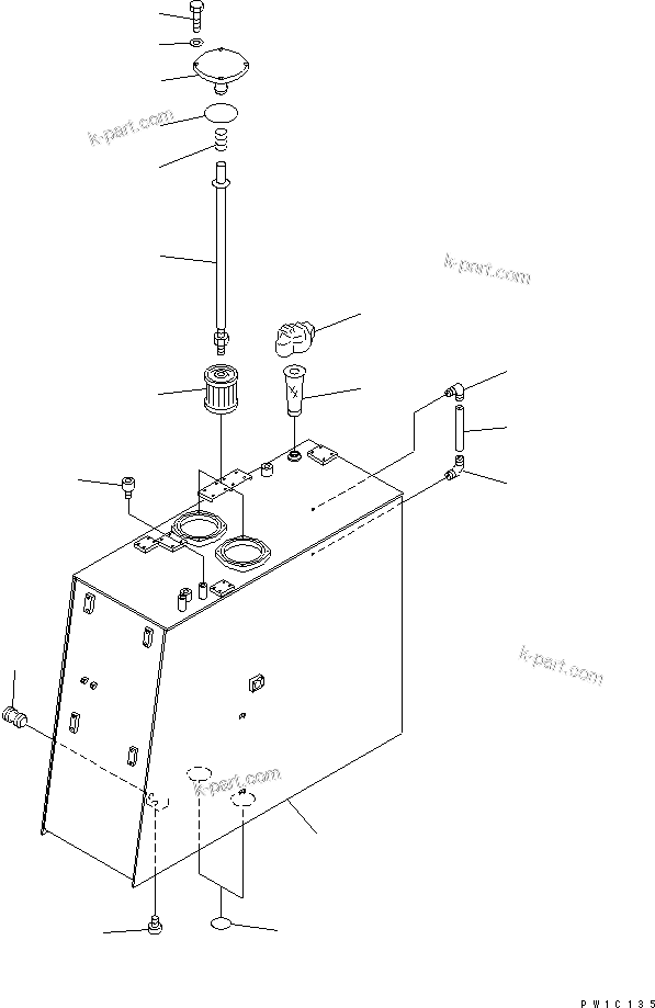 Komatsu parts book diagram for PC1800-6-M1 S/N 10001-UP: HYDRAULIC TANK (TANK)(#11002-)