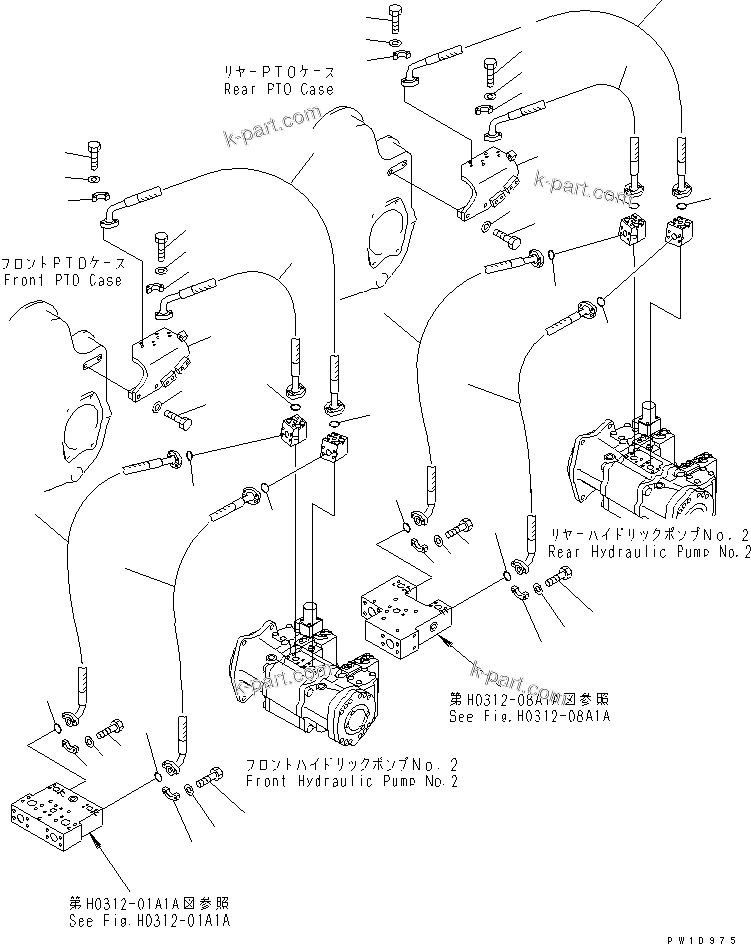 Komatsu parts book diagram for PC1800-6-M1 S/N 10001-UP: DELIVERY LINES (NO.2 PUMP TO BLOCK)(#11002-)