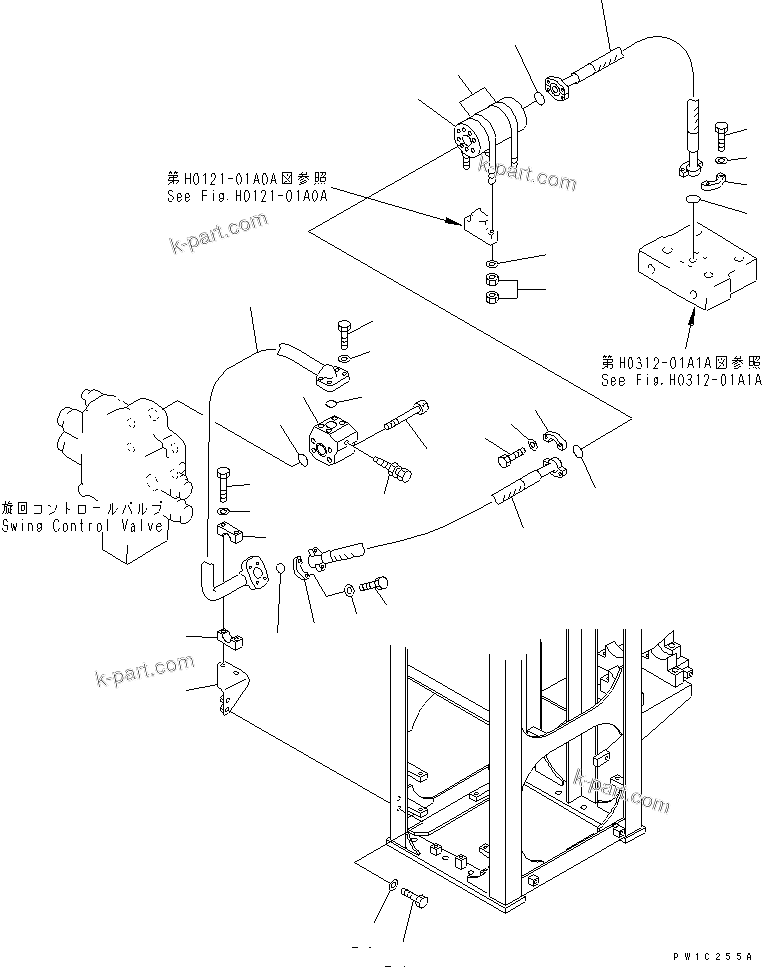 Komatsu parts book diagram for PC1800-6-M1 S/N 10001-UP: DELIVERY LINES (BLOCK TO SWING VALVE) (FRONT)(#11002-)
