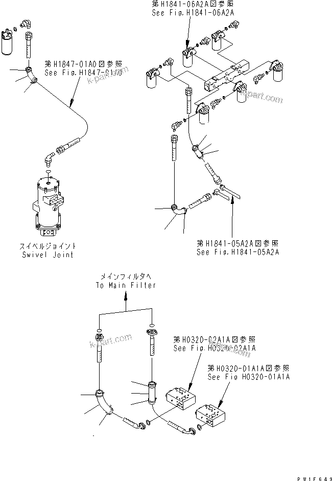 Komatsu parts book diagram for PC1800-6-M1 S/N 10001-UP: RETURN LINES (COVER)(#11002-)