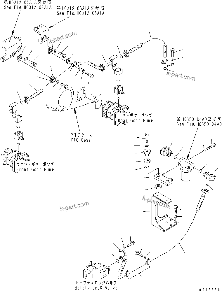 Komatsu parts book diagram for PC1800-6-M1 S/N 10001-UP: PUMP TO SAFETY LOCK VALVE PIPING
