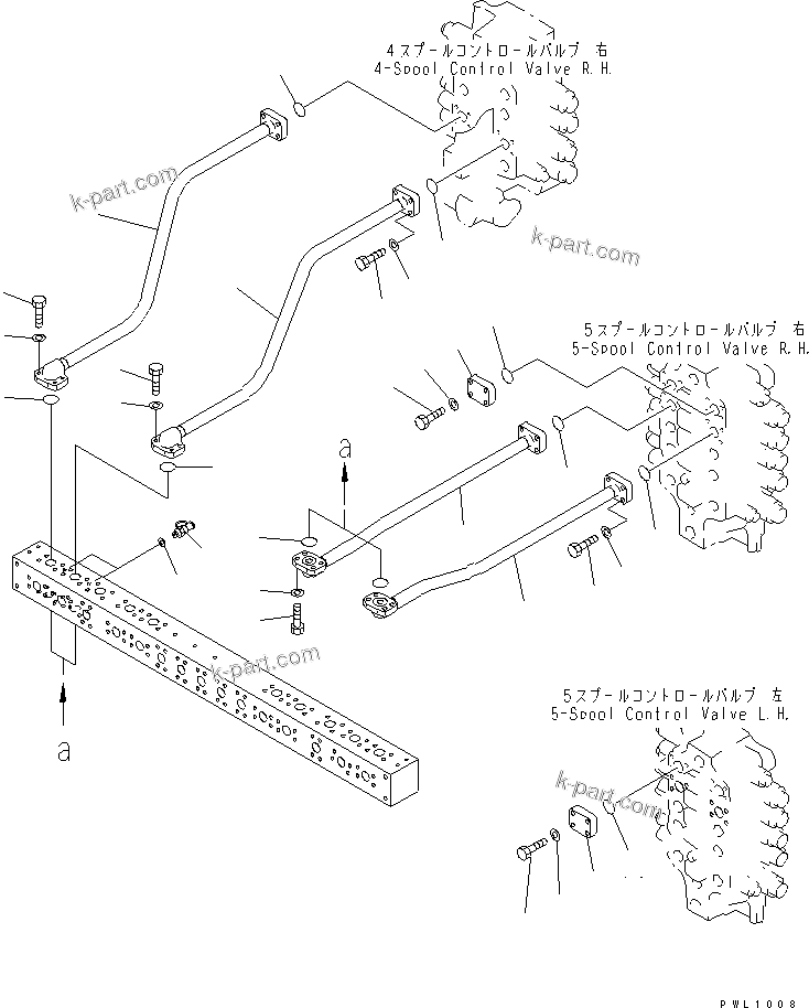 Komatsu parts book diagram for PC1800-6-M1 S/N 10001-UP: BOOM LINES (BOOM PIPING ? R.H.) (VALVE TO BLOCK)