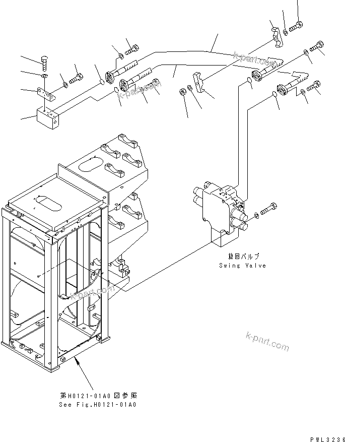 Komatsu parts book diagram for PC1800-6-M1 S/N 10001-UP: SWING LINES (VALVE TO BLOCK)