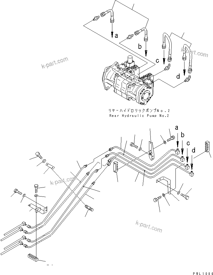 Komatsu parts book diagram for PC1800-6-M1 S/N 10001-UP: OLSS PIPING (2/4)