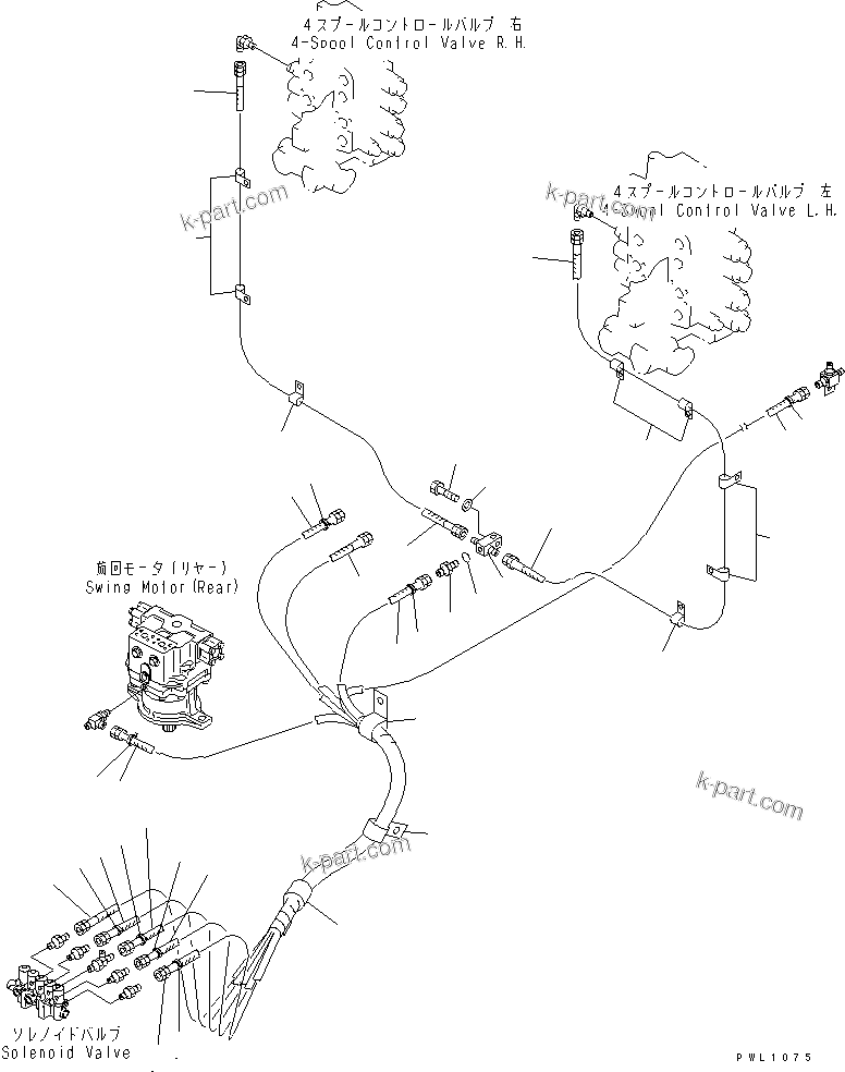 Komatsu parts book diagram for PC1800-6-M1 S/N 10001-UP: SOLENOID VALVE LINES