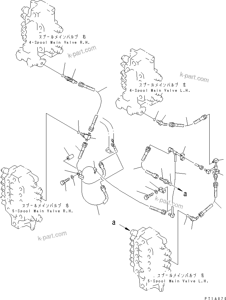 Komatsu parts book diagram for PC1800-6-M1 S/N 10001-UP: MAIN VALVE RETURN PIPING (+55ЯC SPEC.) (FOR LOADER)
