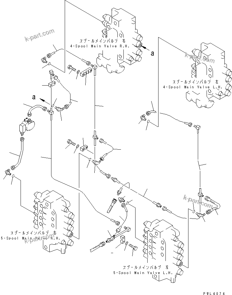 Komatsu parts book diagram for PC1800-6-M1 S/N 10001-UP: CONTROL VALVE PIPING (BUCKET) (FOR LOADER)