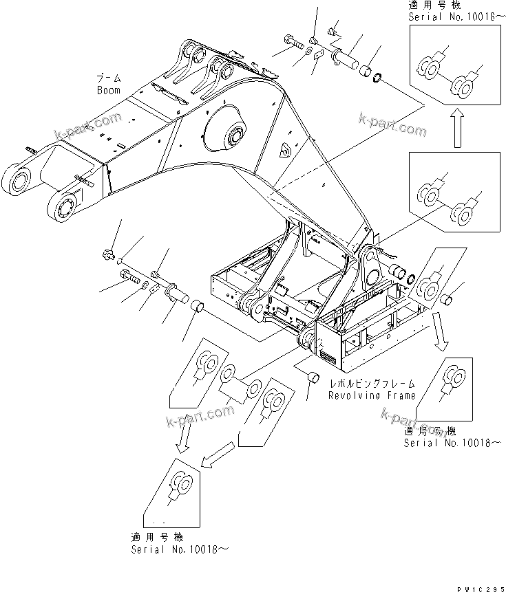 Komatsu parts book diagram for PC1800-6-M1 S/N 10001-UP: BOOM FOOT PIN (BACKHOE)