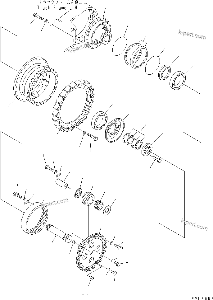 Komatsu parts book diagram for PC1800-6-M1 S/N 10001-UP: FINAL DRIVE (CASE ? SPROCKET AND 2ND. CARRIER)