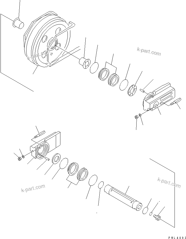 Komatsu parts book diagram for PC1800-6-M1 S/N 10001-UP: FRONT IDLER