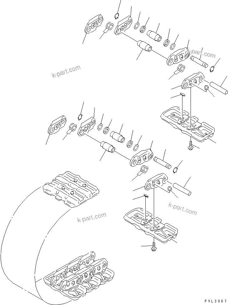 Komatsu parts book diagram for PC1800-6-M1 S/N 10001-UP: TRACK SHOE (TRIPLE GROUSER WITH HOLE) (1010MM WIDE)