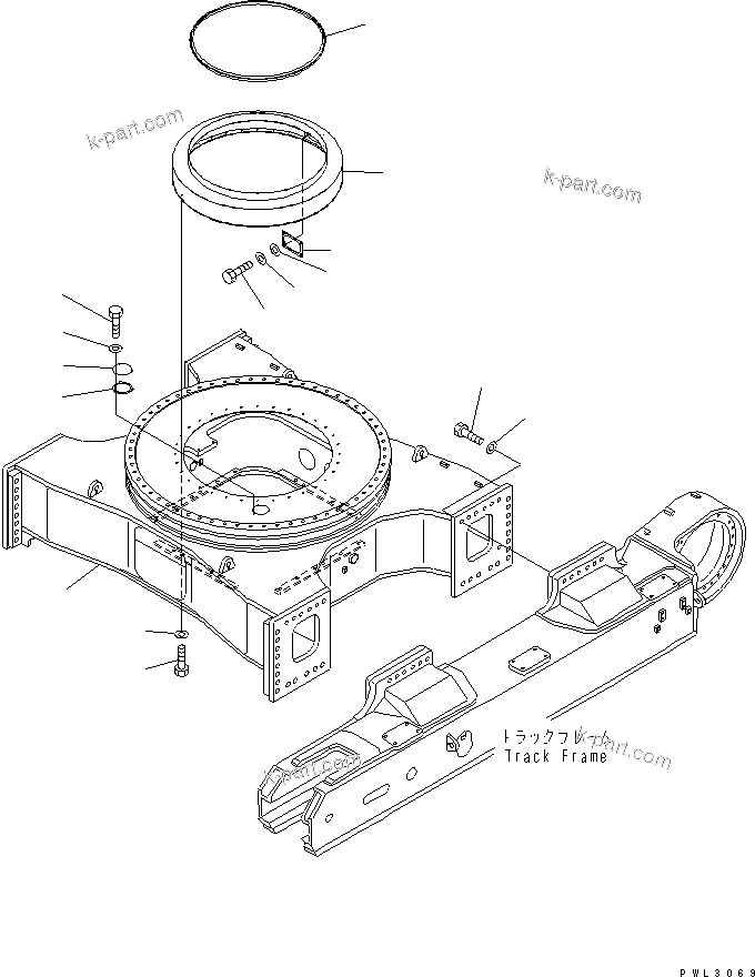 Komatsu parts book diagram for PC1800-6-M1 S/N 10001-UP: TRACK CENTER FRAME (WITH UNDER COVER)