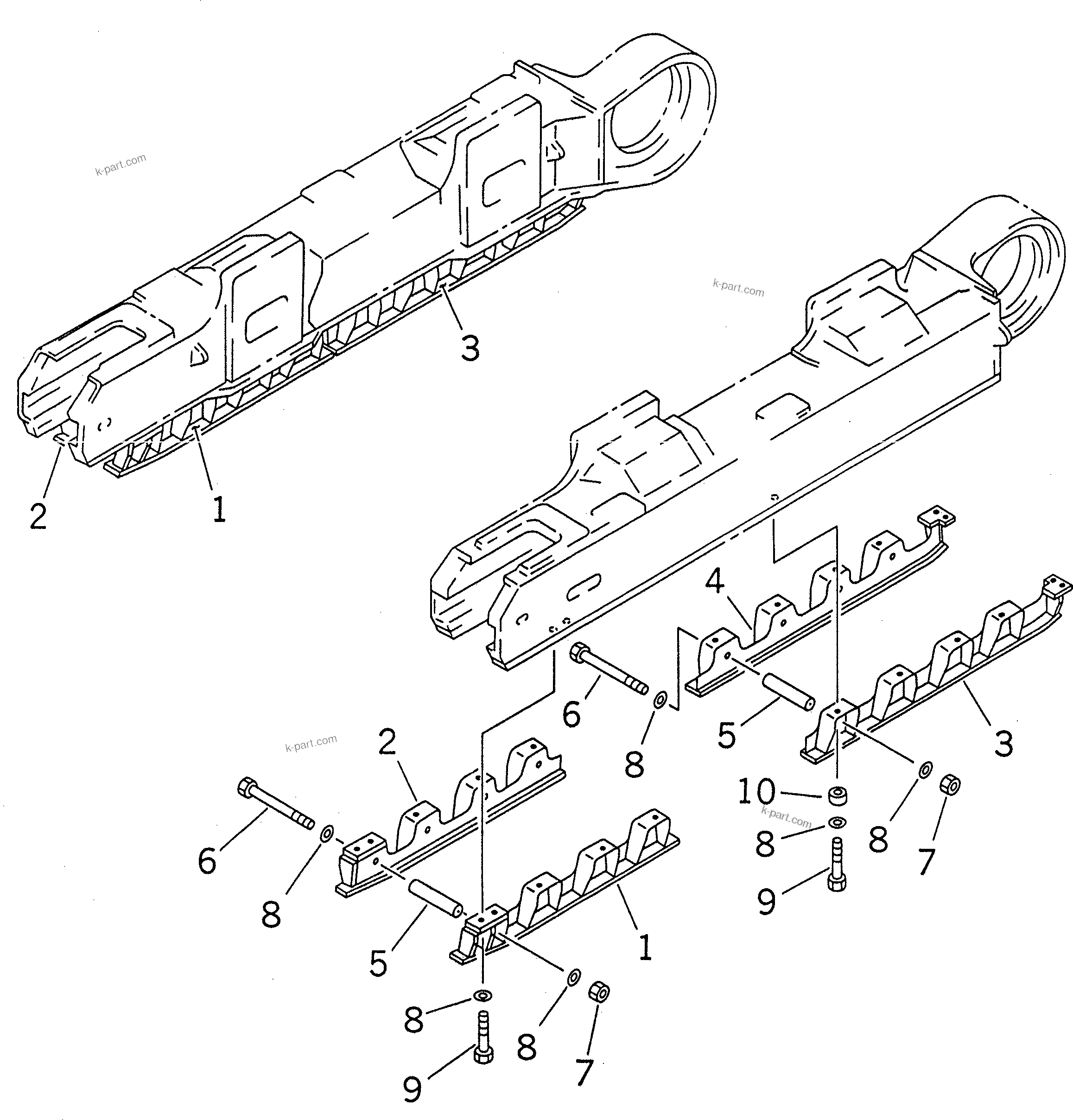 Komatsu parts book diagram for PC1800-6-M1 S/N 10001-UP: TRACK ROLLER FULL GUARD