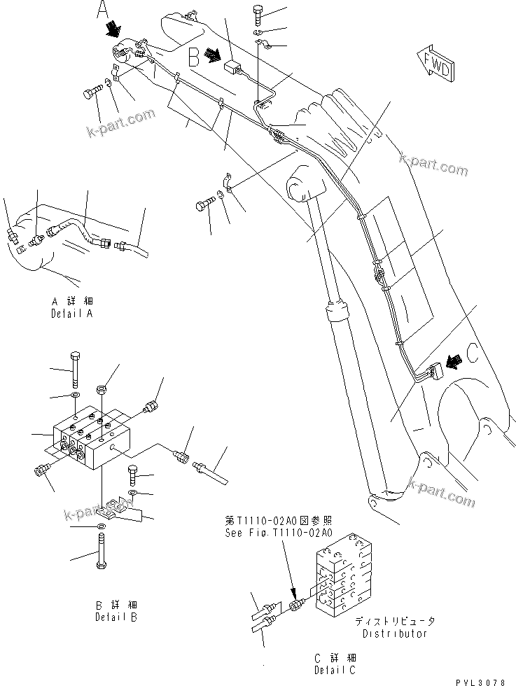 Komatsu parts book diagram for PC1800-6-M1 S/N 10001-UP: WORK EQUIPMENT LUBRICATION PIPING