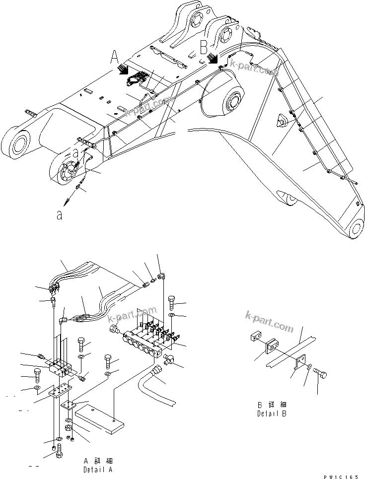 Komatsu parts book diagram for PC1800-6-M1 S/N 10001-UP: BOOM (LUBRICATION) (2/3)(#11002-)