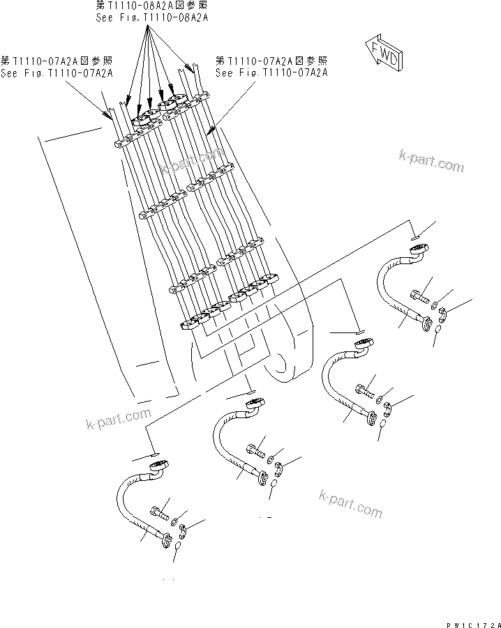 Komatsu parts book diagram for PC1800-6-M1 S/N 10001-UP: BOOM (HOSE)(#11002-)