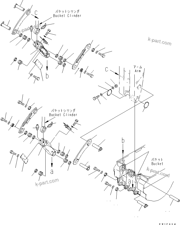 Komatsu parts book diagram for PC1800-6-M1 S/N 10001-UP: BUCKET LINK (BACKHOE) (WITH AUTO GREASING) (FOR LINCOLN)(#11002-)