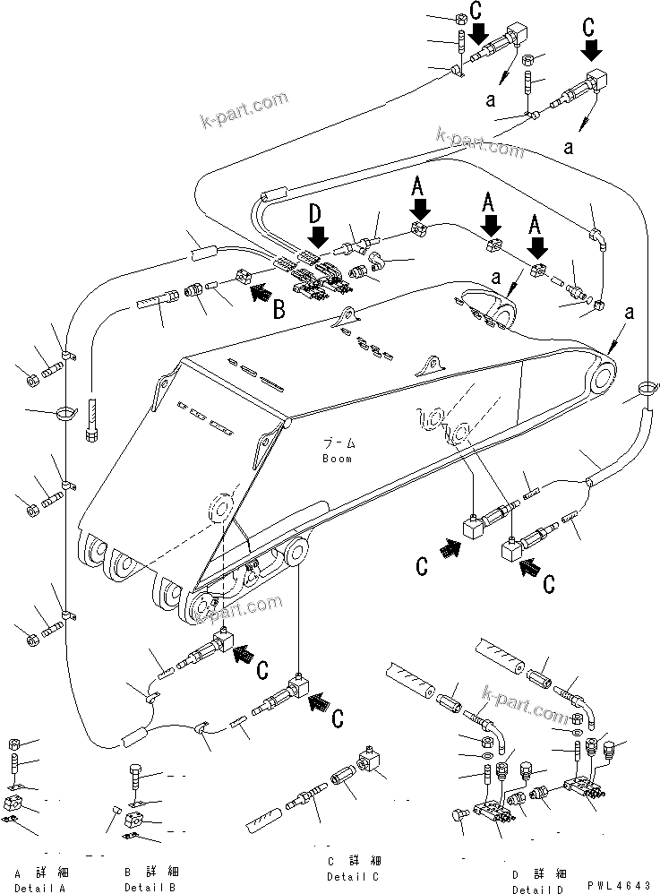 Komatsu parts book diagram for PC1800-6-M1 S/N 10001-UP: WORK EQUIPMENT LUBRICATION PIPING (FOR LOADER)