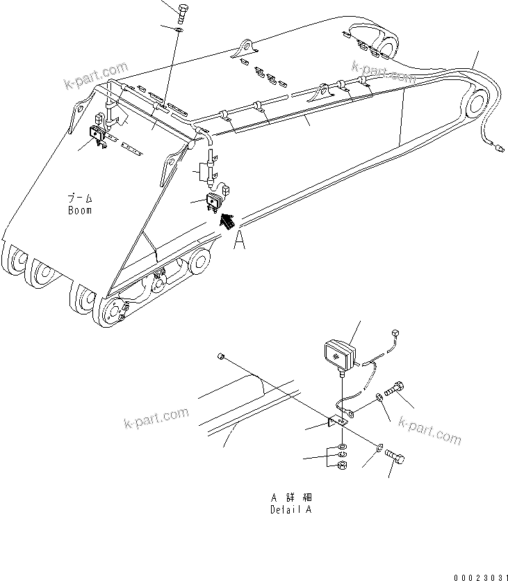Komatsu parts book diagram for PC1800-6-M1 S/N 10001-UP: BOOM (WORKING LAMP) (FOR LOADER)(#10001-11011)
