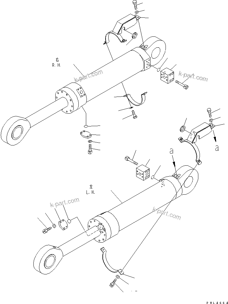 Komatsu parts book diagram for PC1800-6-M1 S/N 10001-UP: BOTTOM DUMP CYLINDER (FOR LOADER)(#10001-11011)
