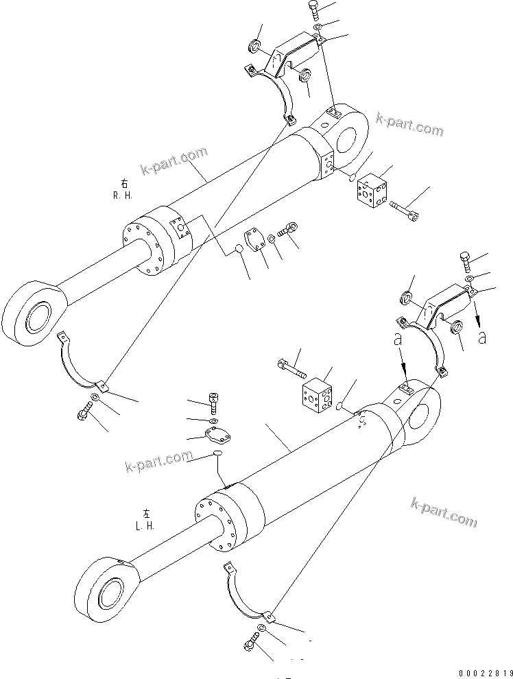 Komatsu parts book diagram for PC1800-6-M1 S/N 10001-UP: BOTTOM DUMP CYLINDER (FOR LOADER)(#11012-)