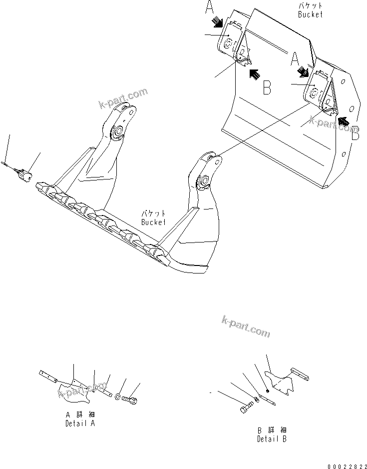 Komatsu parts book diagram for PC1800-6-M1 S/N 10001-UP: BUCKET (POINT AND COVER) (FOR LOADER)(#11012-)