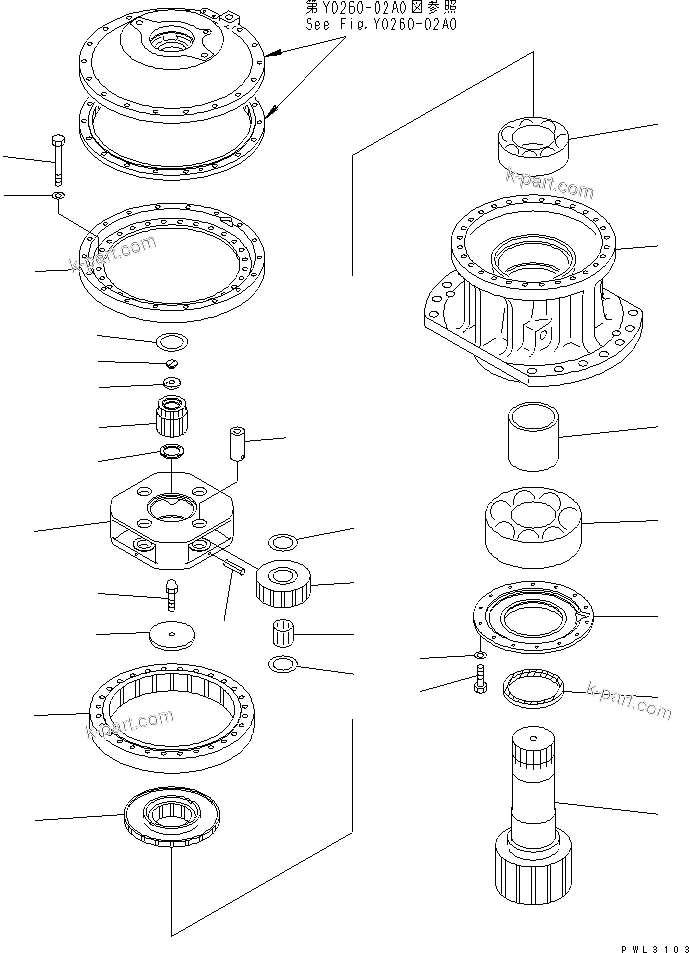 Komatsu parts book diagram for PC1800-6-M1 S/N 10001-UP: SWING MACHINERY ASS'Y (2ND CARRIER AND PINION)