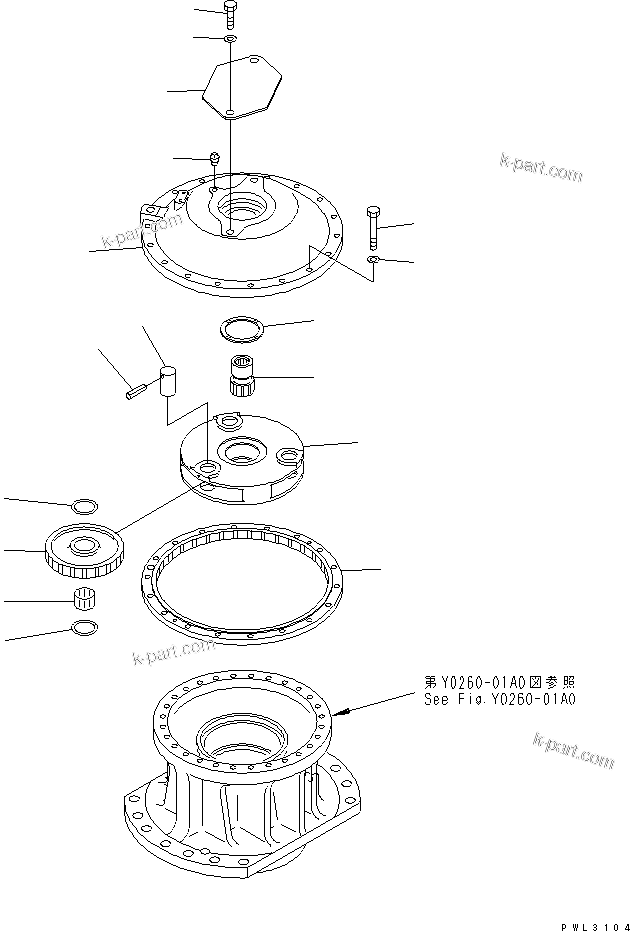 Komatsu parts book diagram for PC1800-6-M1 S/N 10001-UP: SWING MACHINERY ASS'Y (1ST CARRIER AND DRAIN)