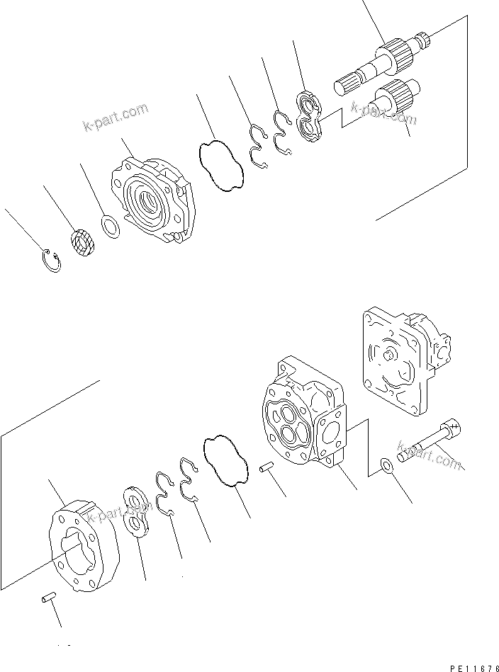 Komatsu parts book diagram for PC1800-6-M1 S/N 10001-UP: GEAR PUMP (1/2)