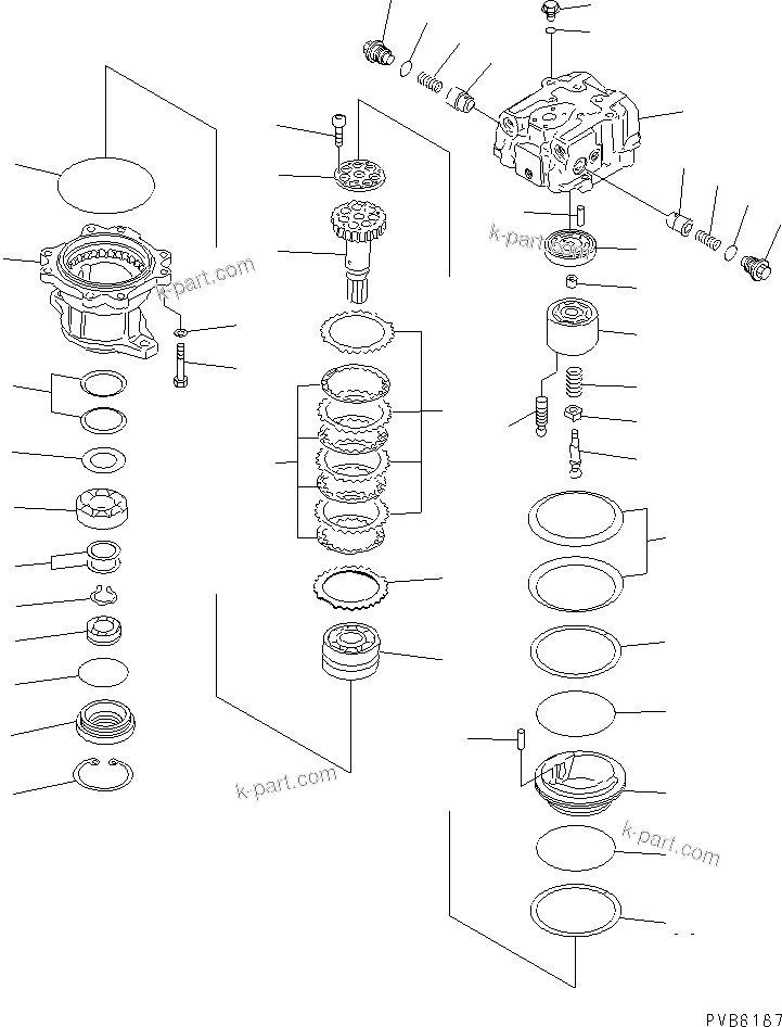 Komatsu parts book diagram for PC1800-6-M1 S/N 10001-UP: SWING MOTOR (1/2)(#10002-)