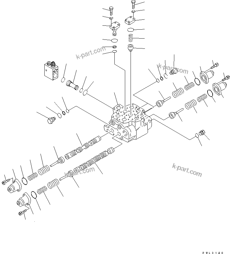 Komatsu parts book diagram for PC1800-6-M1 S/N 10001-UP: MAIN VALVE (2-SPOOL) (1/3) (FOR SWING)