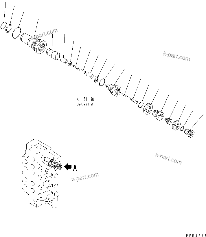 Komatsu parts book diagram for PC1800-6-M1 S/N 10001-UP: MAIN VALVE (4-SPOOL) (2/6)