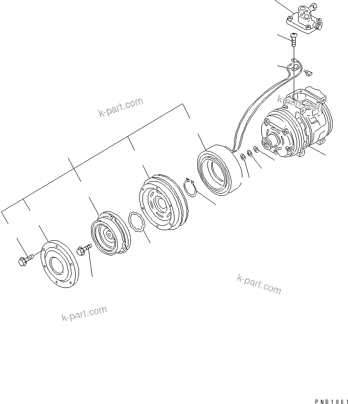 Komatsu parts book diagram for PC1800-6-M1 S/N 10001-UP: COMPRESSOR ASS'Y (FOR AIR CONDITIONER)(#10011-)