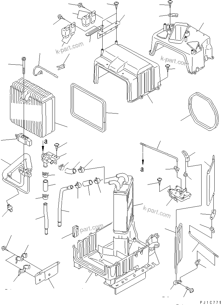Komatsu parts book diagram for PC1800-6-M1 S/N 10001-UP: CORE UNIT ASS'Y (FOR AIR CONDITIONER)(#10013-)