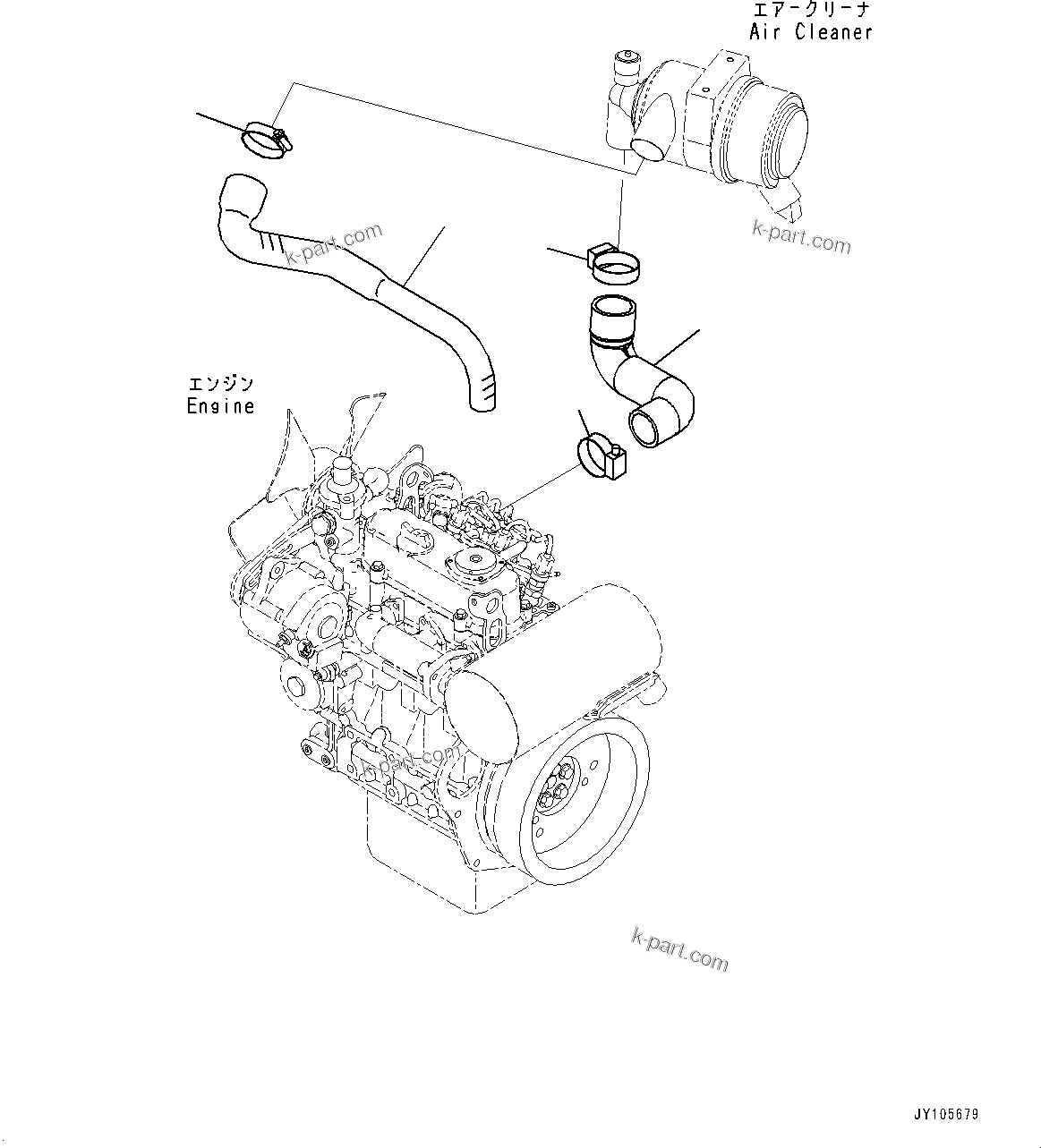 Komatsu parts book diagram for PC18MR-5 S/N F10001 AND UP: ENGINE RELATED PARTS, AIR CLEANER RELATED PARTS