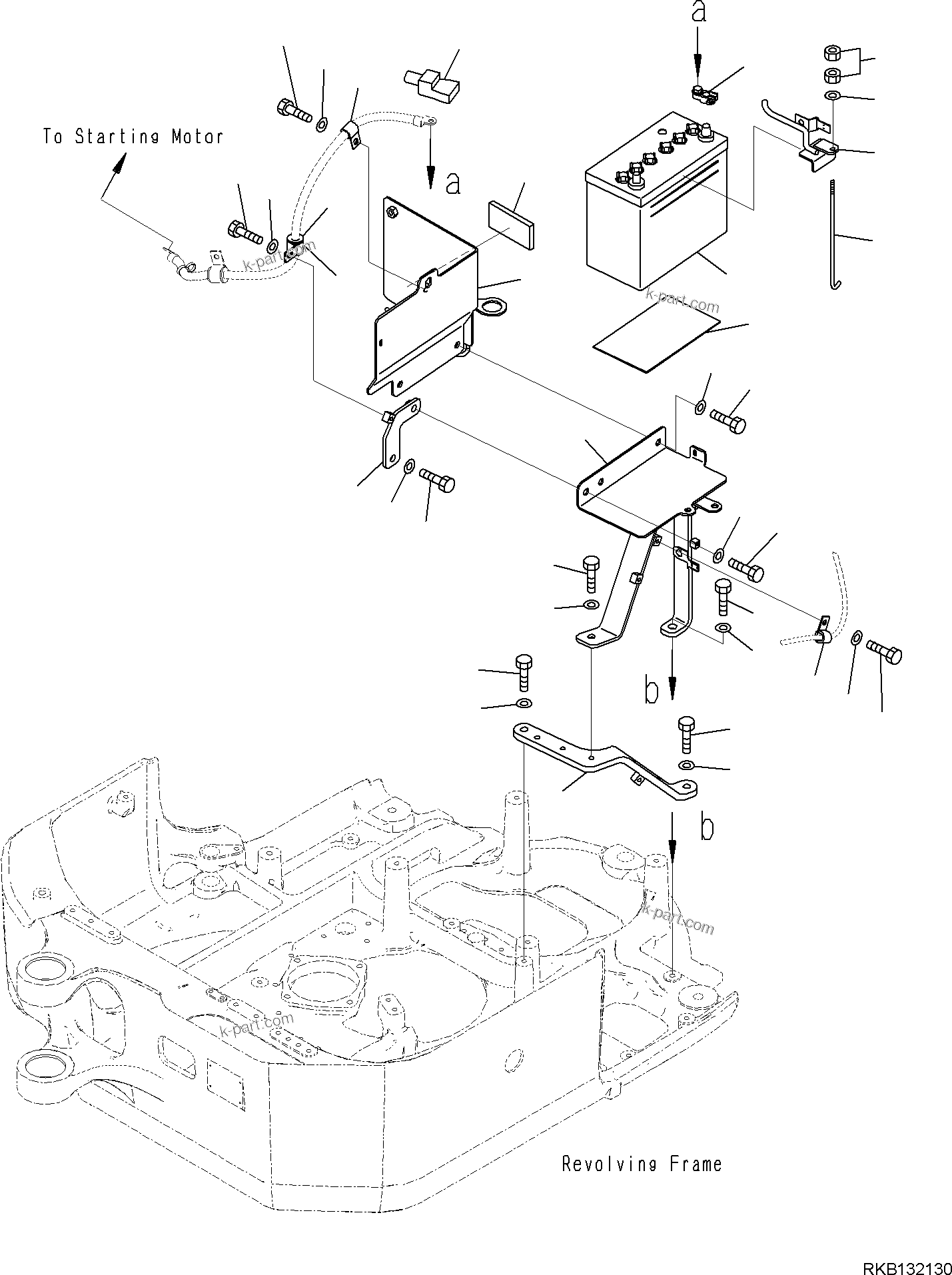 Komatsu parts book diagram for PC18MR-5 S/N F10001 AND UP: BATTERY, BATTERY MOUNTING