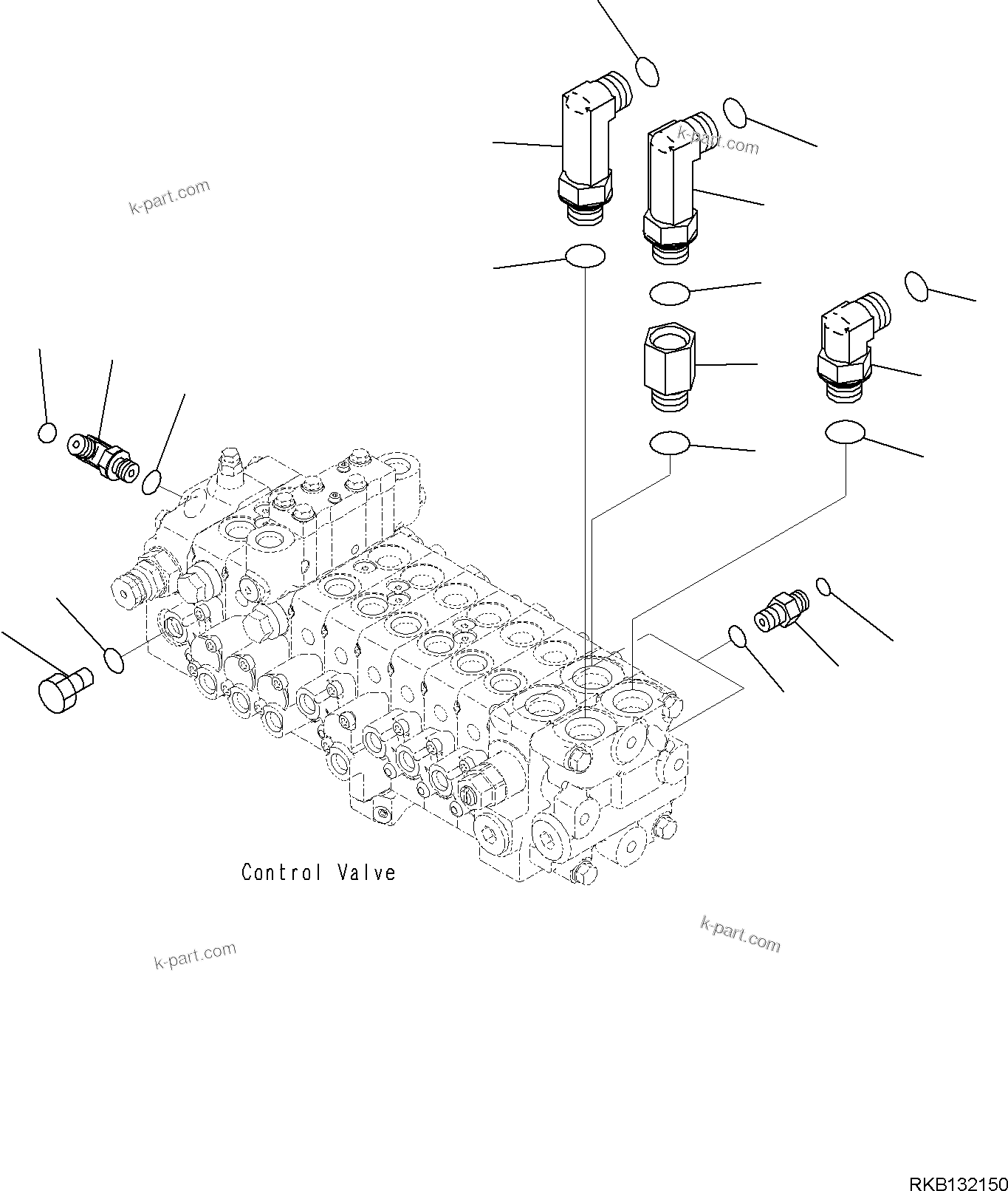 Komatsu parts book diagram for PC18MR-5 S/N F10001 AND UP: CONTROL VALVE, CONNECTING PARTS