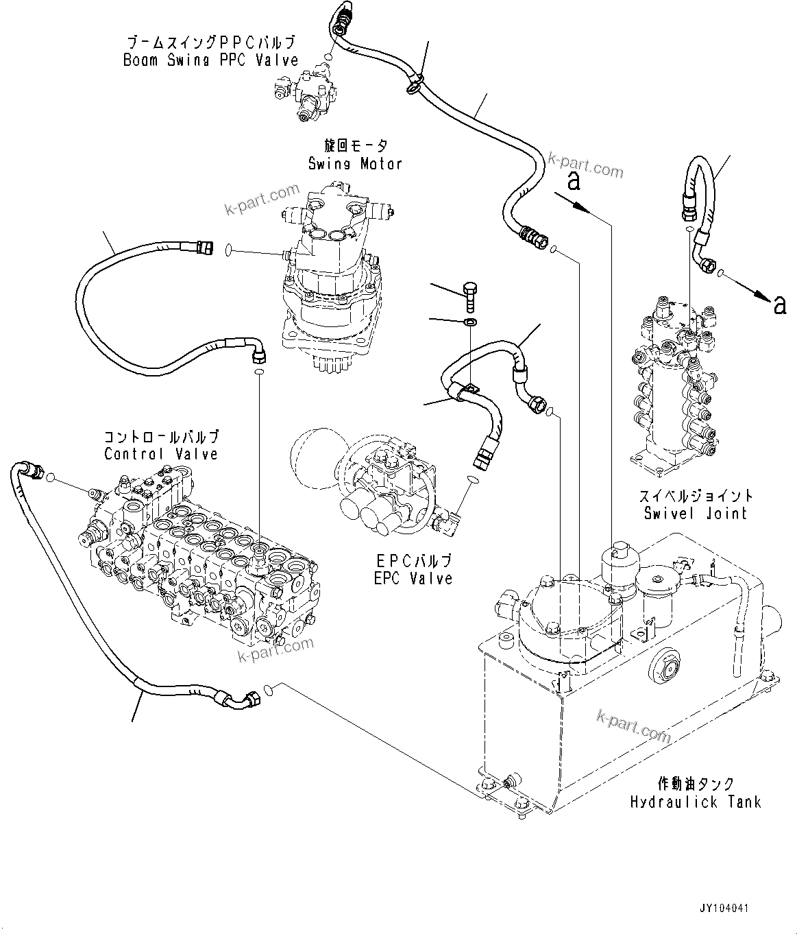 Komatsu parts book diagram for PC18MR-5 S/N F10001 AND UP: DRAIN PIPING