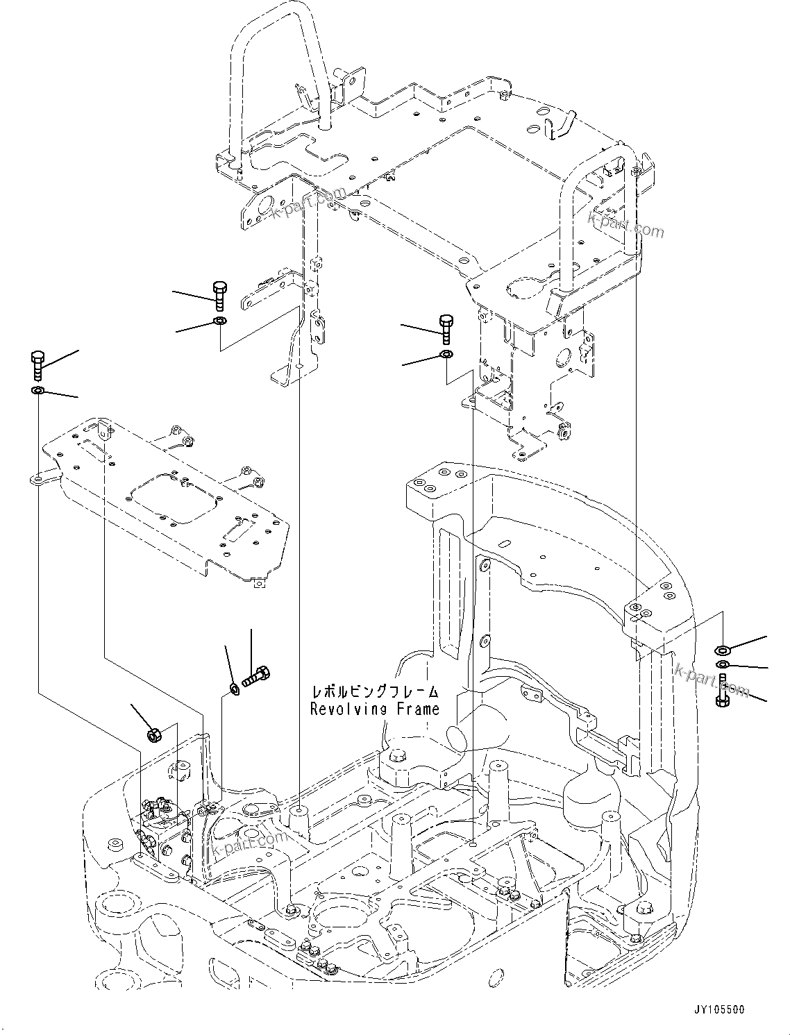 Komatsu parts book diagram for PC18MR-5 S/N F10001 AND UP: FLOOR FRAME WITH PROPORTIONAL AND QUICK COUPLER, FLOOR MOUNTING
