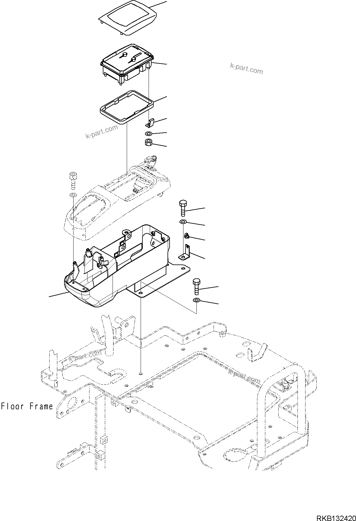Komatsu parts book diagram for PC18MR-5 S/N F10001 AND UP: FLOOR FRAME WITH PROPORTIONAL AND QUICK COUPLER, FLOOR, CONSOLE, R.H.