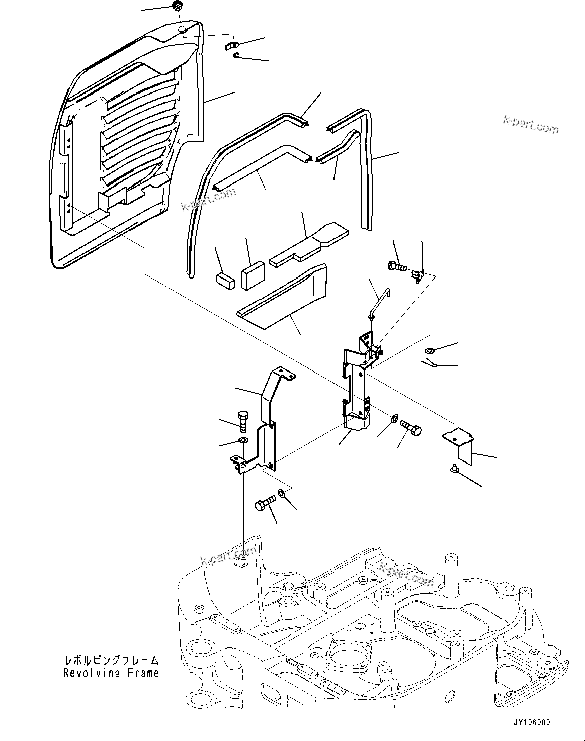 Komatsu parts book diagram for PC18MR-5 S/N F10001 AND UP: RIGHT SIDE COVER